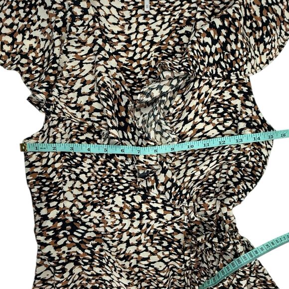 Free People French Quarter Print Wrap Mini Dress Women XS Ruffle Animal Print - Picture 11 of 12